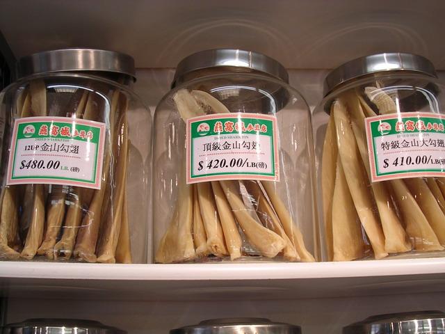 Dried Shark fins in Chinatown of Chicago,IL